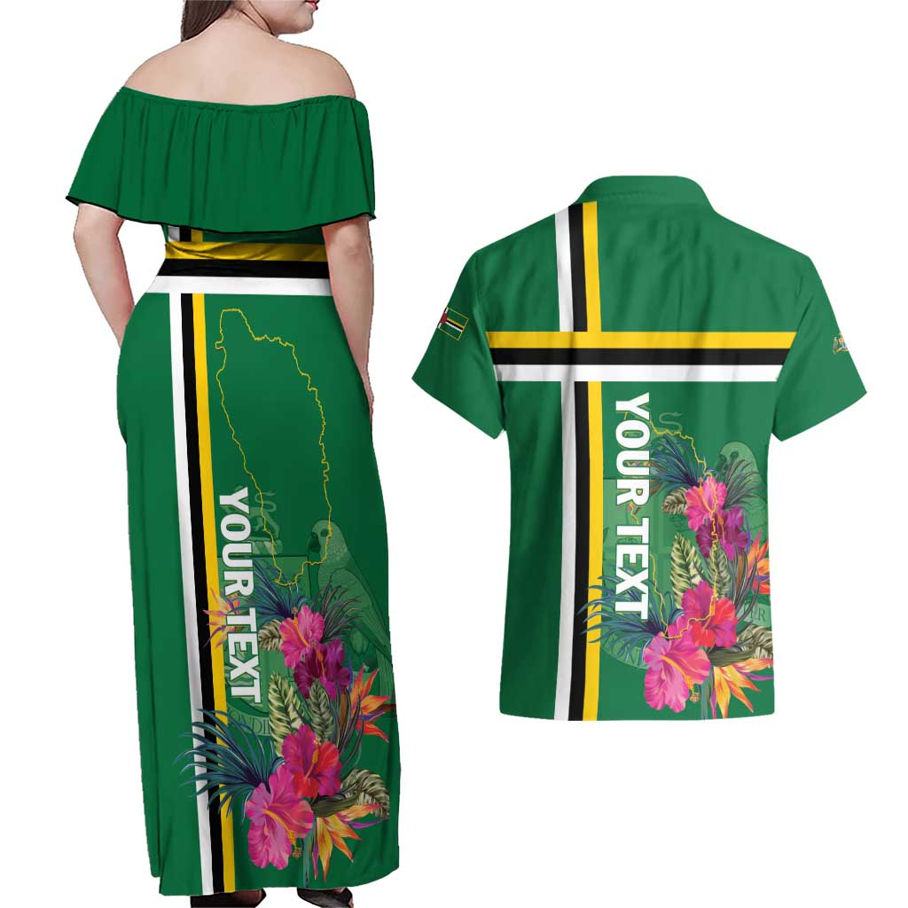 Personalized Dominica Couples Matching Off Shoulder Maxi Dress and Hawaiian Shirt Waitukubuli Tropical Flower - Wonder Print Shop
