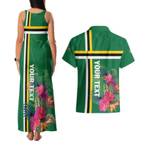Personalized Dominica Couples Matching Tank Maxi Dress and Hawaiian Shirt Waitukubuli Tropical Flower - Wonder Print Shop