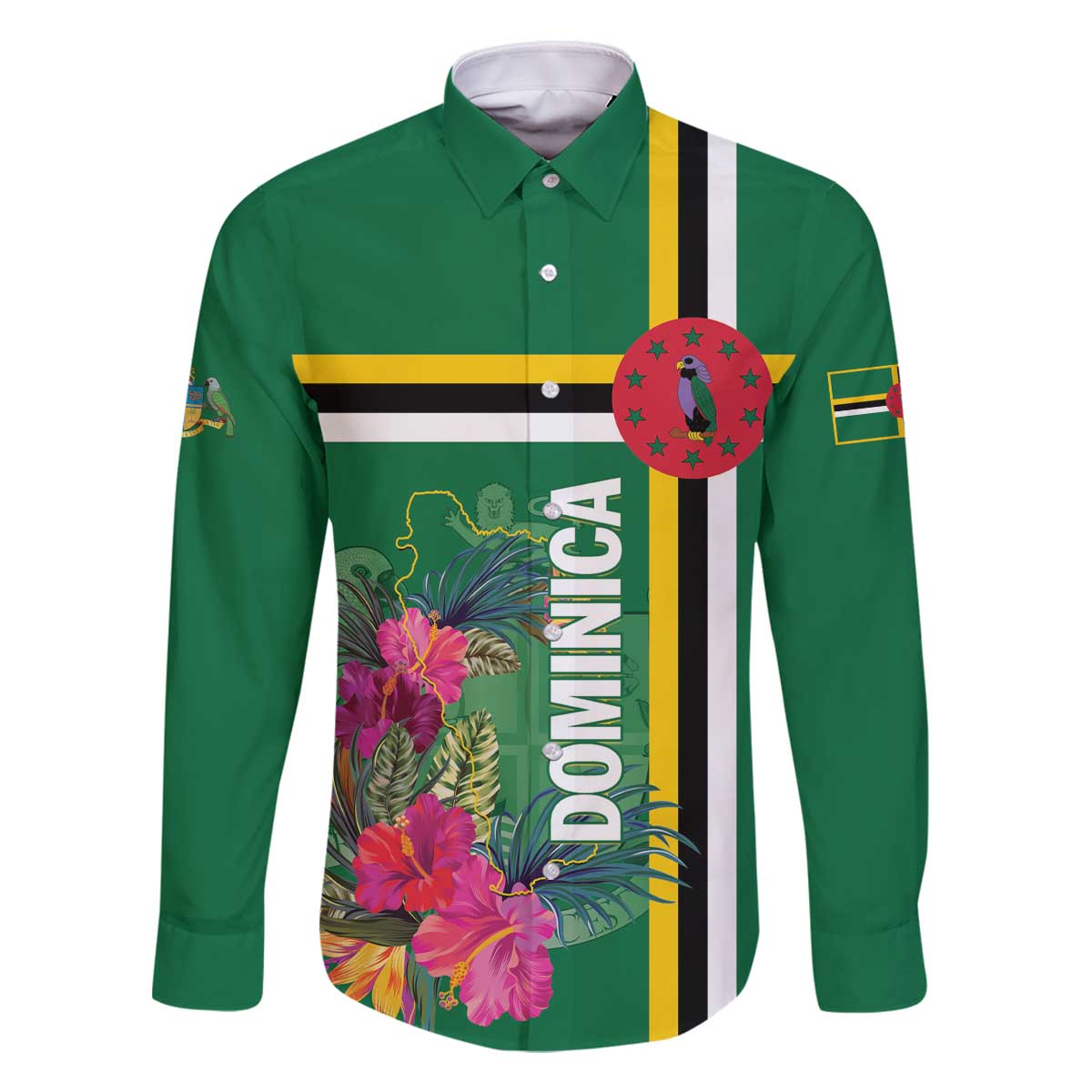 Personalized Dominica Family Matching Off Shoulder Short Dress and Hawaiian Shirt Waitukubuli Tropical Flower - Wonder Print Shop