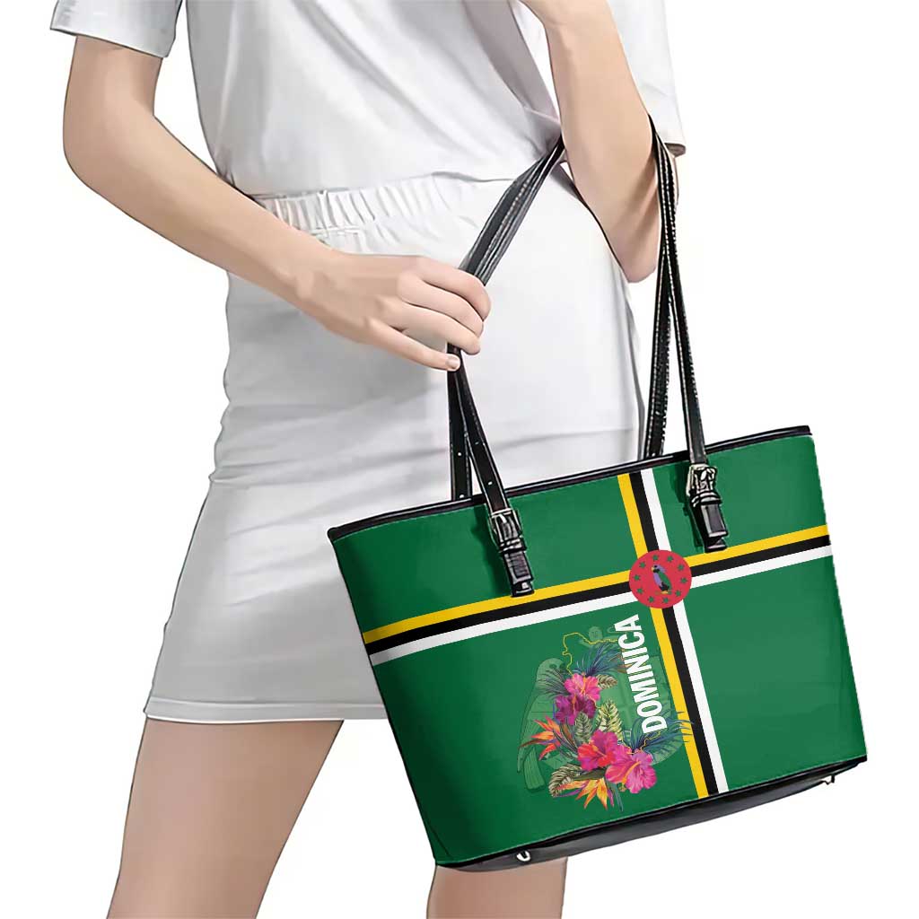 Dominica Leather Tote Bag Waitukubuli Tropical Flower - Wonder Print Shop