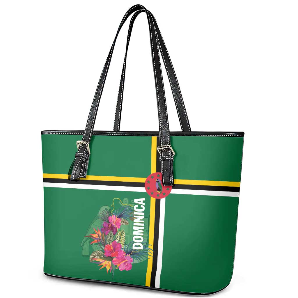 Dominica Leather Tote Bag Waitukubuli Tropical Flower - Wonder Print Shop