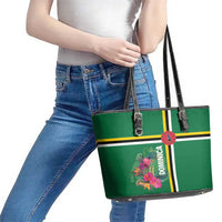 Dominica Leather Tote Bag Waitukubuli Tropical Flower - Wonder Print Shop