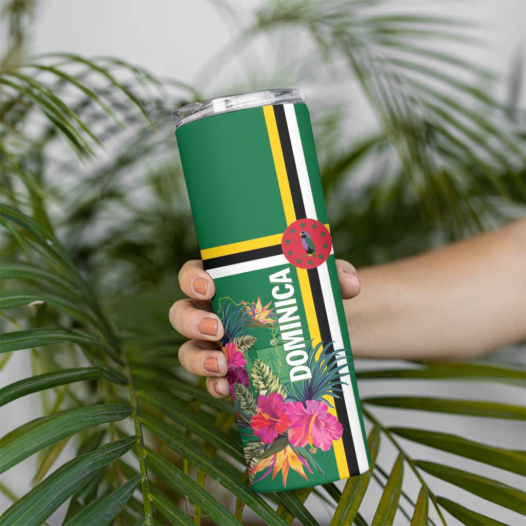 Personalized Dominica Skinny Tumbler Waitukubuli Tropical Flower - Wonder Print Shop