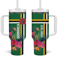 Personalized Dominica Tumbler With Handle Waitukubuli Tropical Flower - Wonder Print Shop