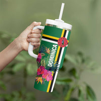 Personalized Dominica Tumbler With Handle Waitukubuli Tropical Flower - Wonder Print Shop