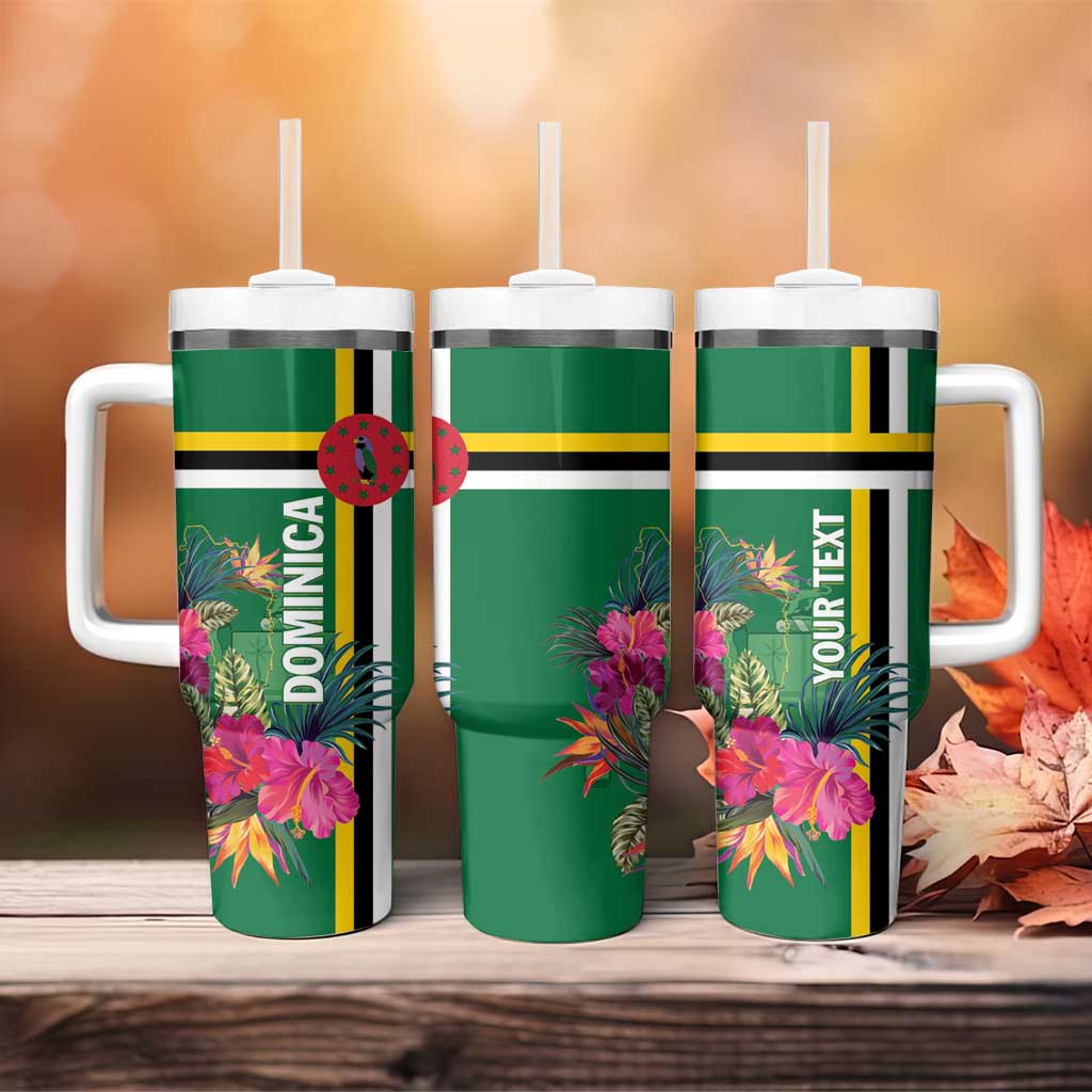 Personalized Dominica Tumbler With Handle Waitukubuli Tropical Flower - Wonder Print Shop