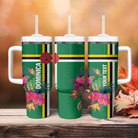 Personalized Dominica Tumbler With Handle Waitukubuli Tropical Flower - Wonder Print Shop
