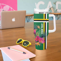 Personalized Dominica Tumbler With Handle Waitukubuli Tropical Flower - Wonder Print Shop