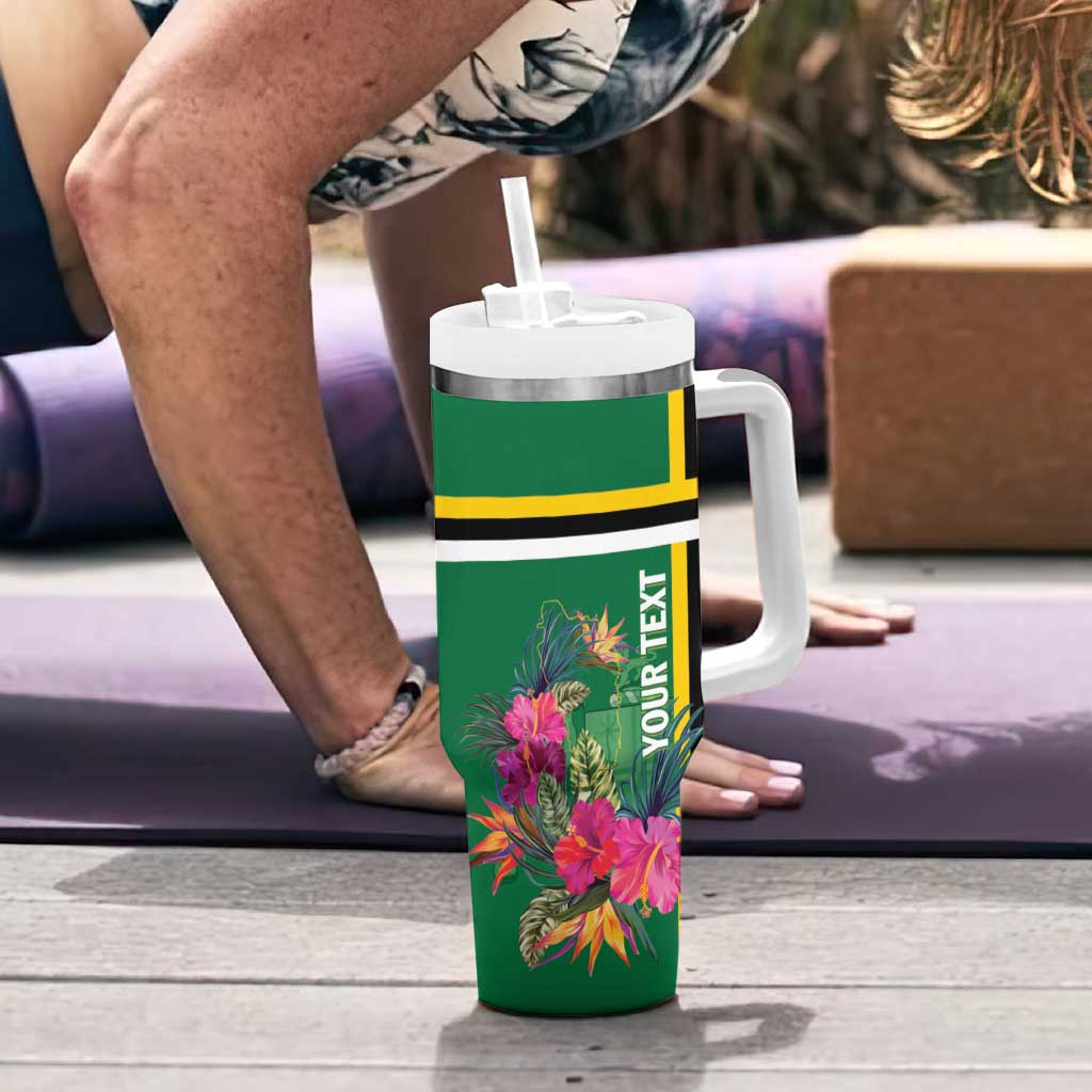 Personalized Dominica Tumbler With Handle Waitukubuli Tropical Flower - Wonder Print Shop