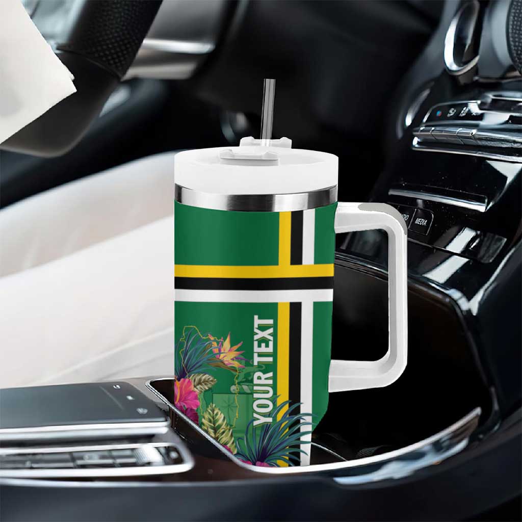 Personalized Dominica Tumbler With Handle Waitukubuli Tropical Flower - Wonder Print Shop