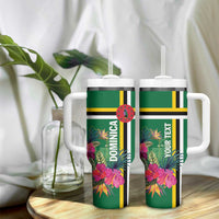 Personalized Dominica Tumbler With Handle Waitukubuli Tropical Flower - Wonder Print Shop