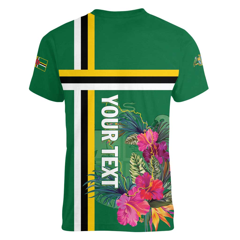 Personalized Dominica Women V-Neck T-Shirt Waitukubuli Tropical Flower - Wonder Print Shop