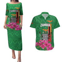 Personalized Zambia Couples Matching Puletasi and Hawaiian Shirt Icitungu ca Zambia Bougainvillea - Wonder Print Shop