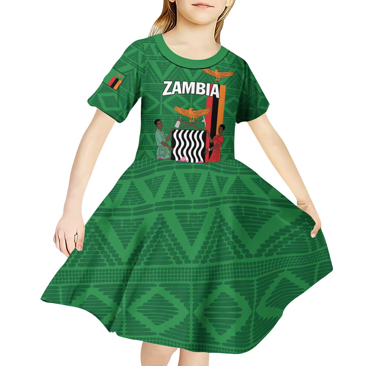 Personalized Zambia Kid Short Sleeve Dress Icitungu ca Zambia Bougainvillea - Wonder Print Shop