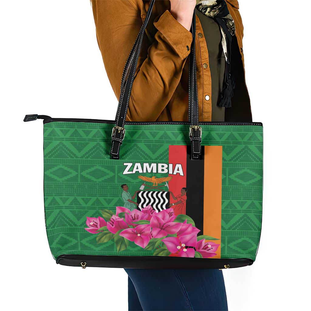 Zambia Leather Tote Bag Icitungu ca Zambia Bougainvillea - Wonder Print Shop