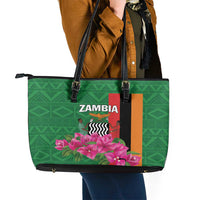Zambia Leather Tote Bag Icitungu ca Zambia Bougainvillea - Wonder Print Shop