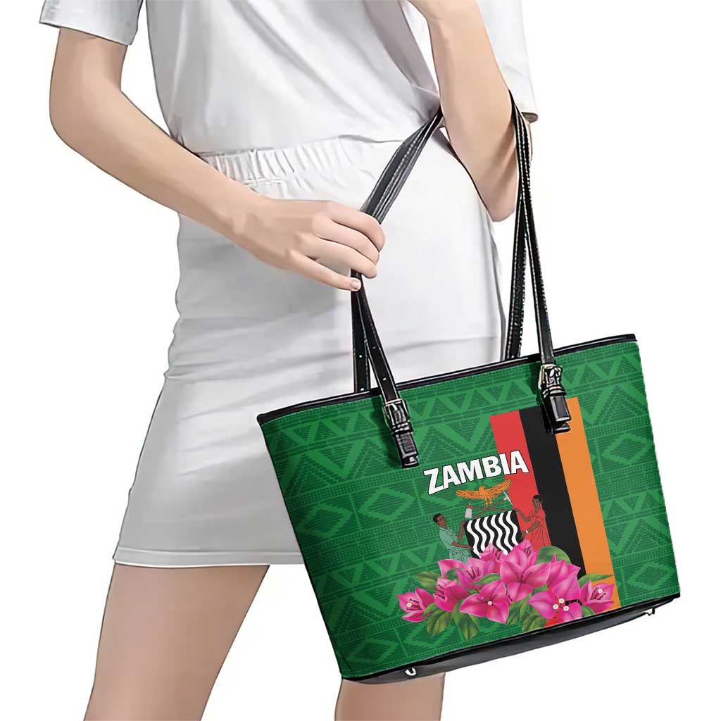 Zambia Leather Tote Bag Icitungu ca Zambia Bougainvillea - Wonder Print Shop