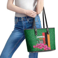 Zambia Leather Tote Bag Icitungu ca Zambia Bougainvillea - Wonder Print Shop