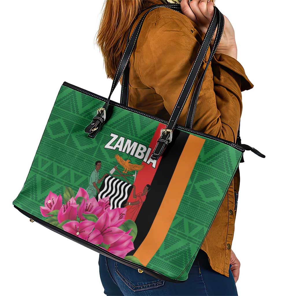 Zambia Leather Tote Bag Icitungu ca Zambia Bougainvillea - Wonder Print Shop