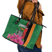 Zambia Leather Tote Bag Icitungu ca Zambia Bougainvillea - Wonder Print Shop