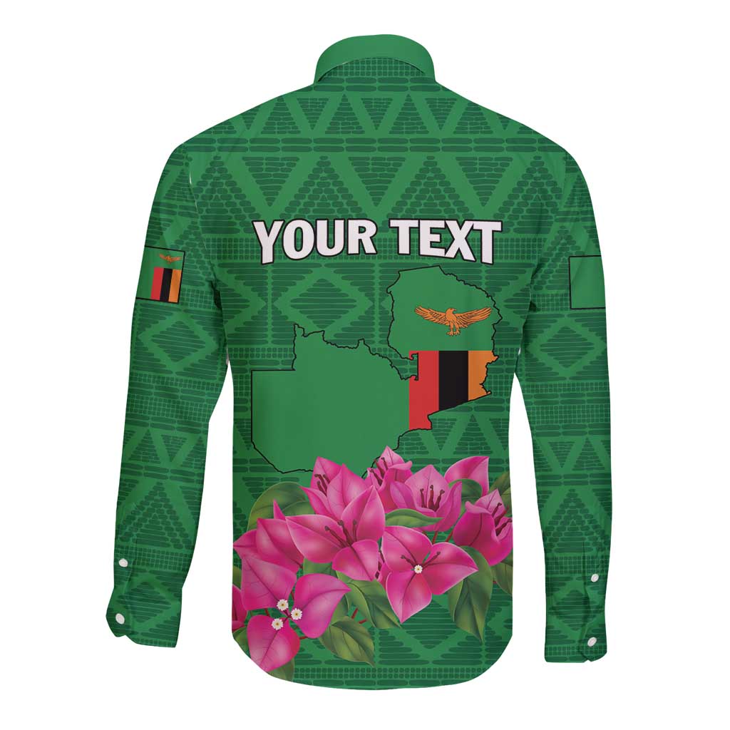 Personalized Zambia Long Sleeve Button Shirt Icitungu ca Zambia Bougainvillea - Wonder Print Shop