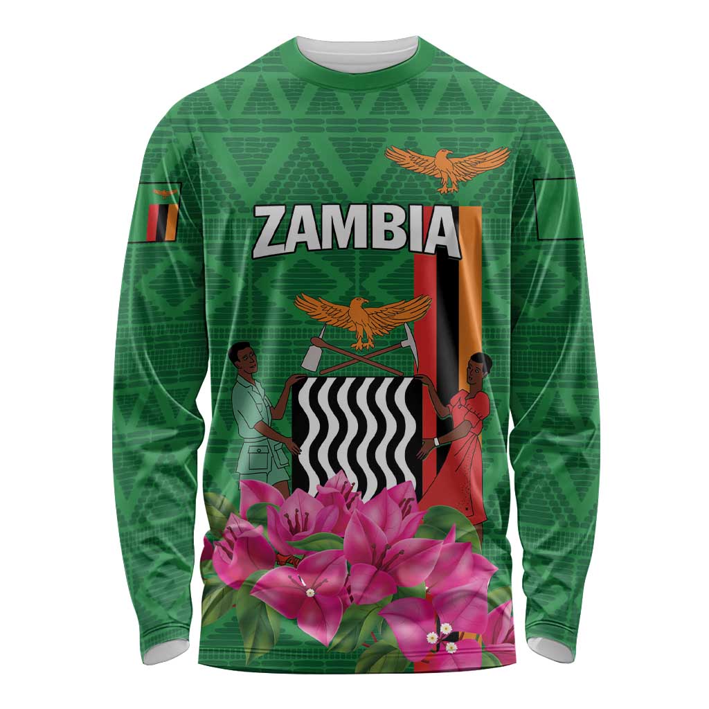 Personalized Zambia Long Sleeve Shirt Icitungu ca Zambia Bougainvillea - Wonder Print Shop