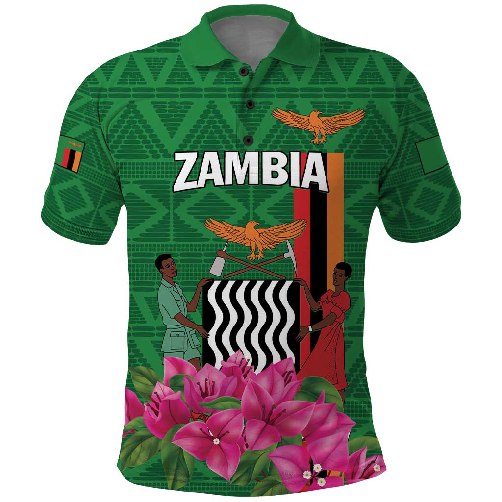 Personalized Zambia Polo Shirt Icitungu ca Zambia Bougainvillea - Wonder Print Shop
