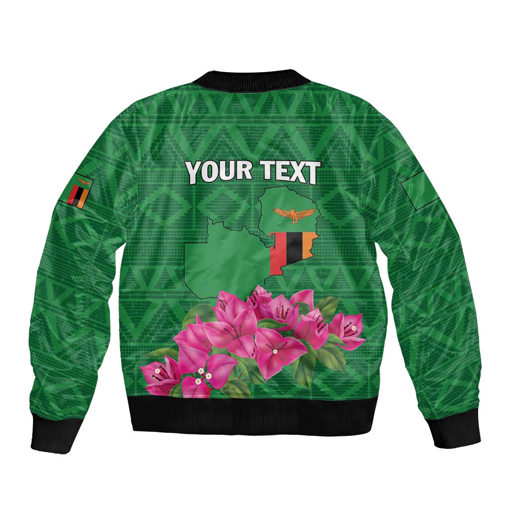 Personalized Zambia Sleeve Zip Bomber Jacket Icitungu ca Zambia Bougainvillea - Wonder Print Shop