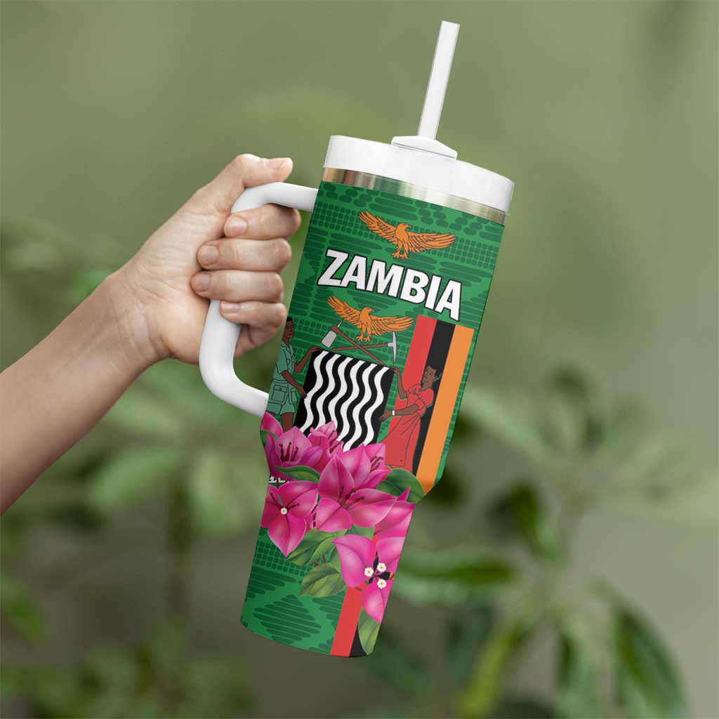 Personalized Zambia Tumbler With Handle Icitungu ca Zambia Bougainvillea - Wonder Print Shop