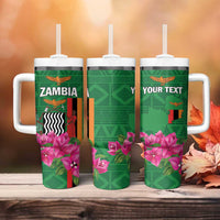 Personalized Zambia Tumbler With Handle Icitungu ca Zambia Bougainvillea - Wonder Print Shop