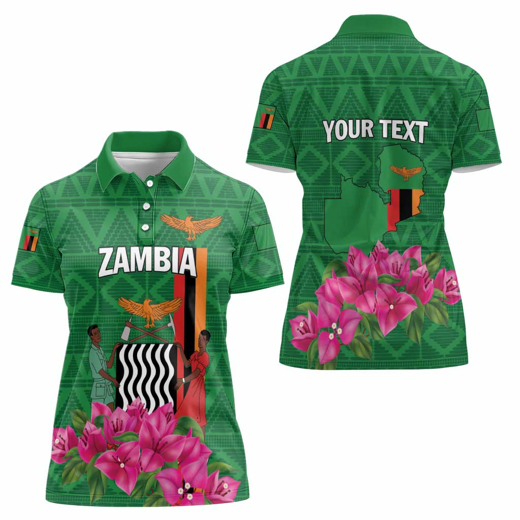 Personalized Zambia Women Polo Shirt Icitungu ca Zambia Bougainvillea - Wonder Print Shop