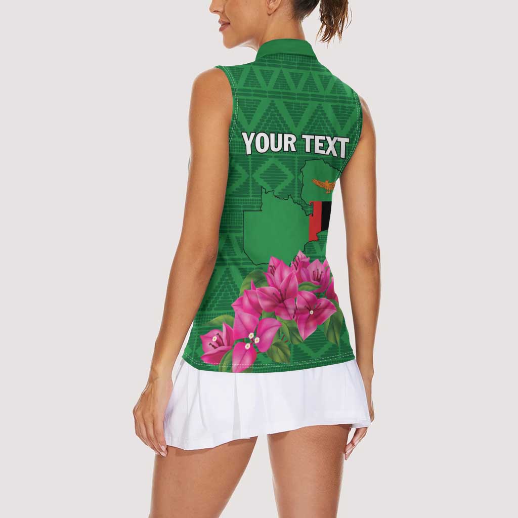 Personalized Zambia Women Sleeveless Polo Shirt Icitungu ca Zambia Bougainvillea - Wonder Print Shop