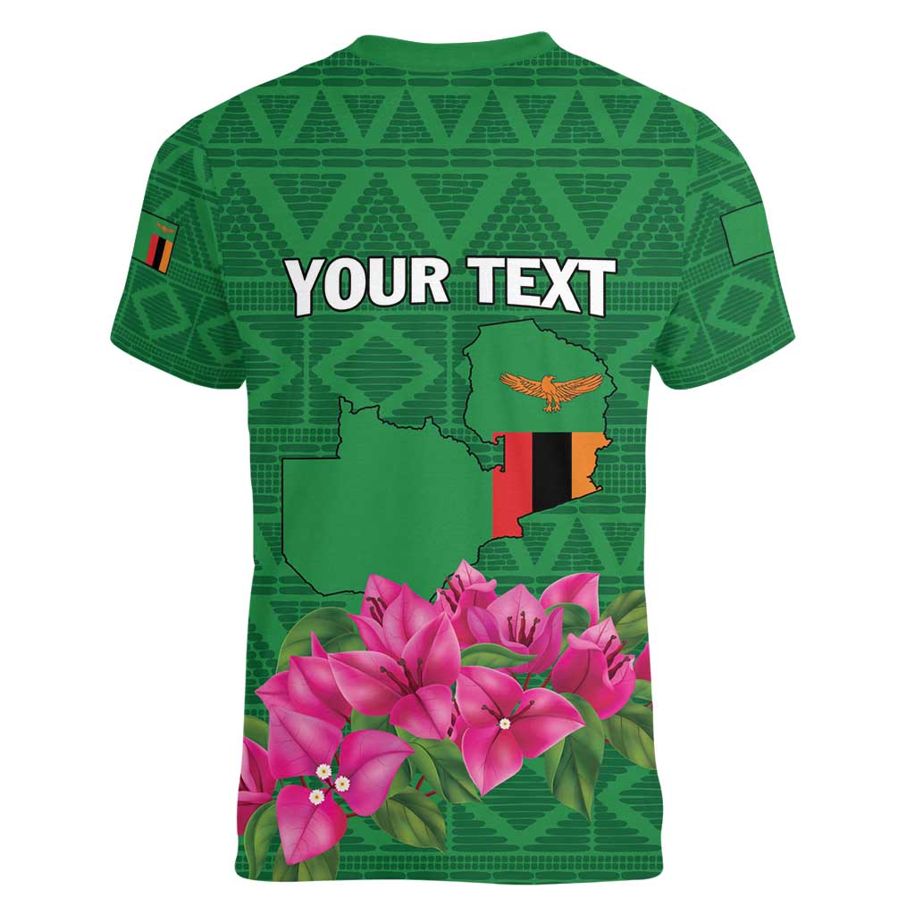 Personalized Zambia Women V-Neck T-Shirt Icitungu ca Zambia Bougainvillea - Wonder Print Shop
