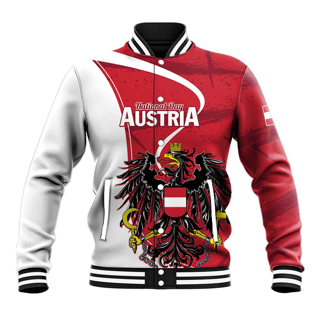 Personalized Austria National Day Baseball Jacket Republik Osterreich Black Eagle - Wonder Print Shop