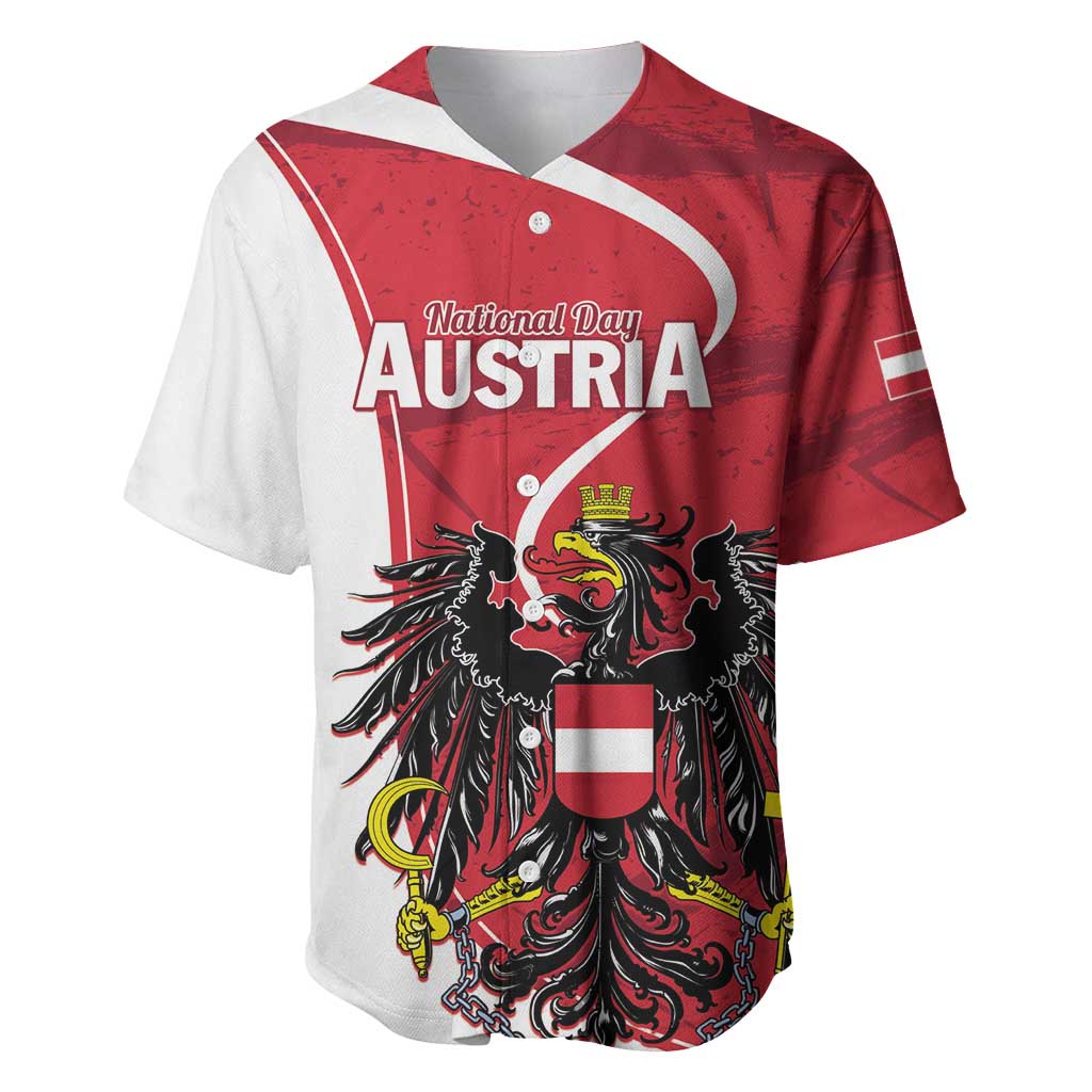 Personalized Austria National Day Baseball Jersey Republik Osterreich Black Eagle - Wonder Print Shop