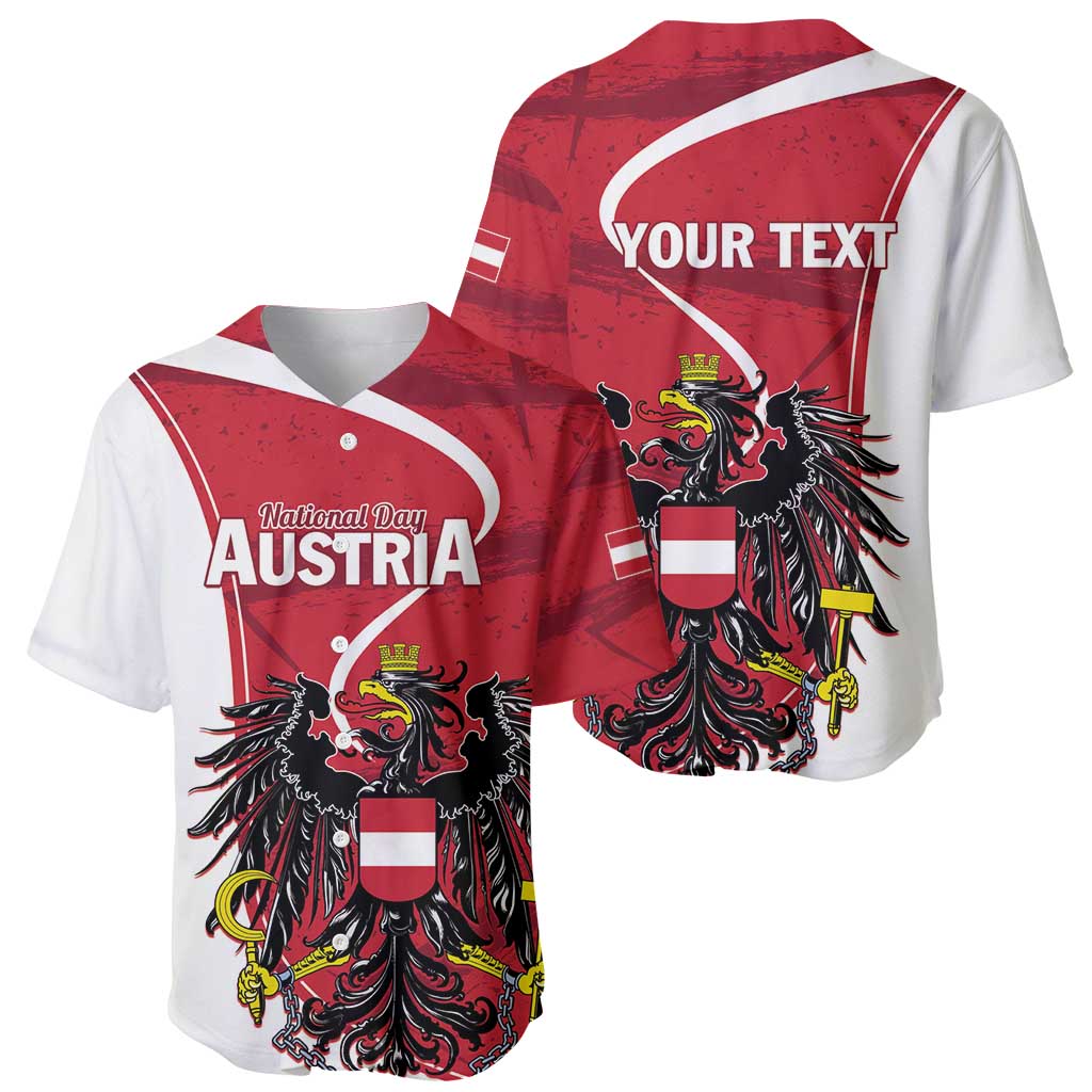 Personalized Austria National Day Baseball Jersey Republik Osterreich Black Eagle - Wonder Print Shop