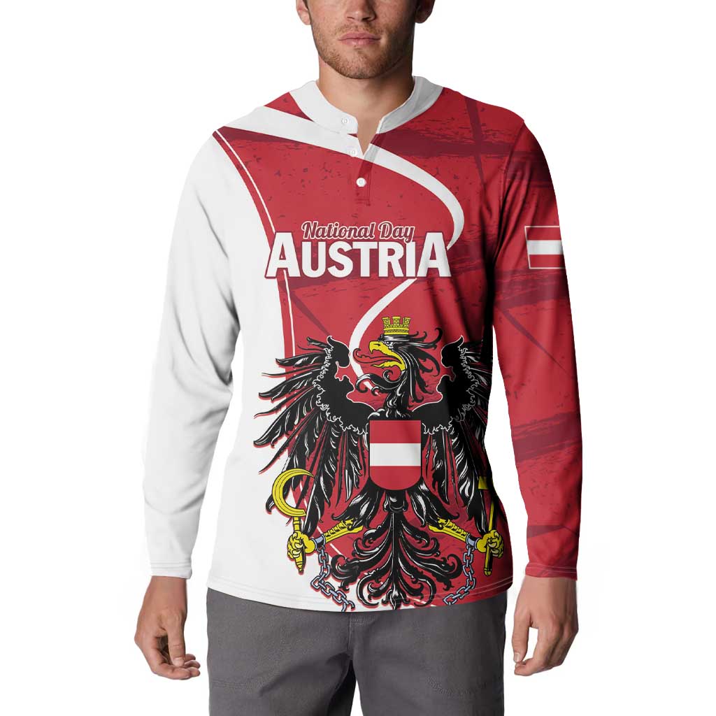 Personalized Austria National Day Button Sweatshirt Republik Osterreich Black Eagle - Wonder Print Shop