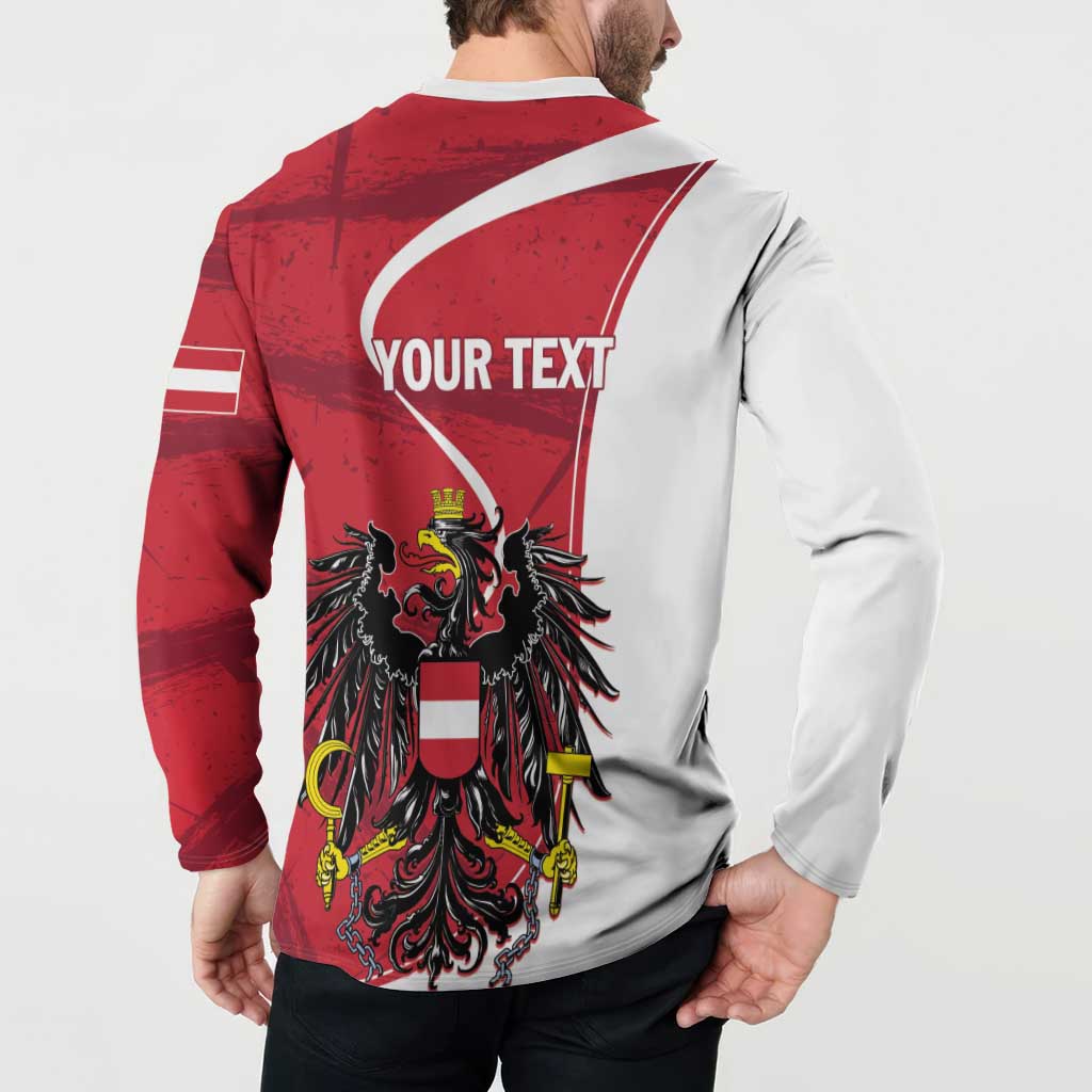 Personalized Austria National Day Button Sweatshirt Republik Osterreich Black Eagle - Wonder Print Shop