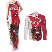 Personalized Austria National Day Couples Matching Tank Maxi Dress and Long Sleeve Button Shirt Republik Osterreich Black Eagle - Wonder Print Shop