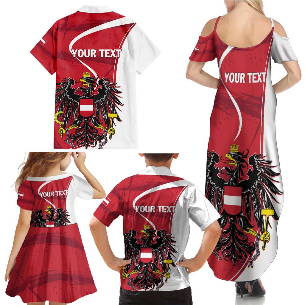 Personalized Austria National Day Family Matching Summer Maxi Dress and Hawaiian Shirt Republik Osterreich Black Eagle - Wonder Print Shop