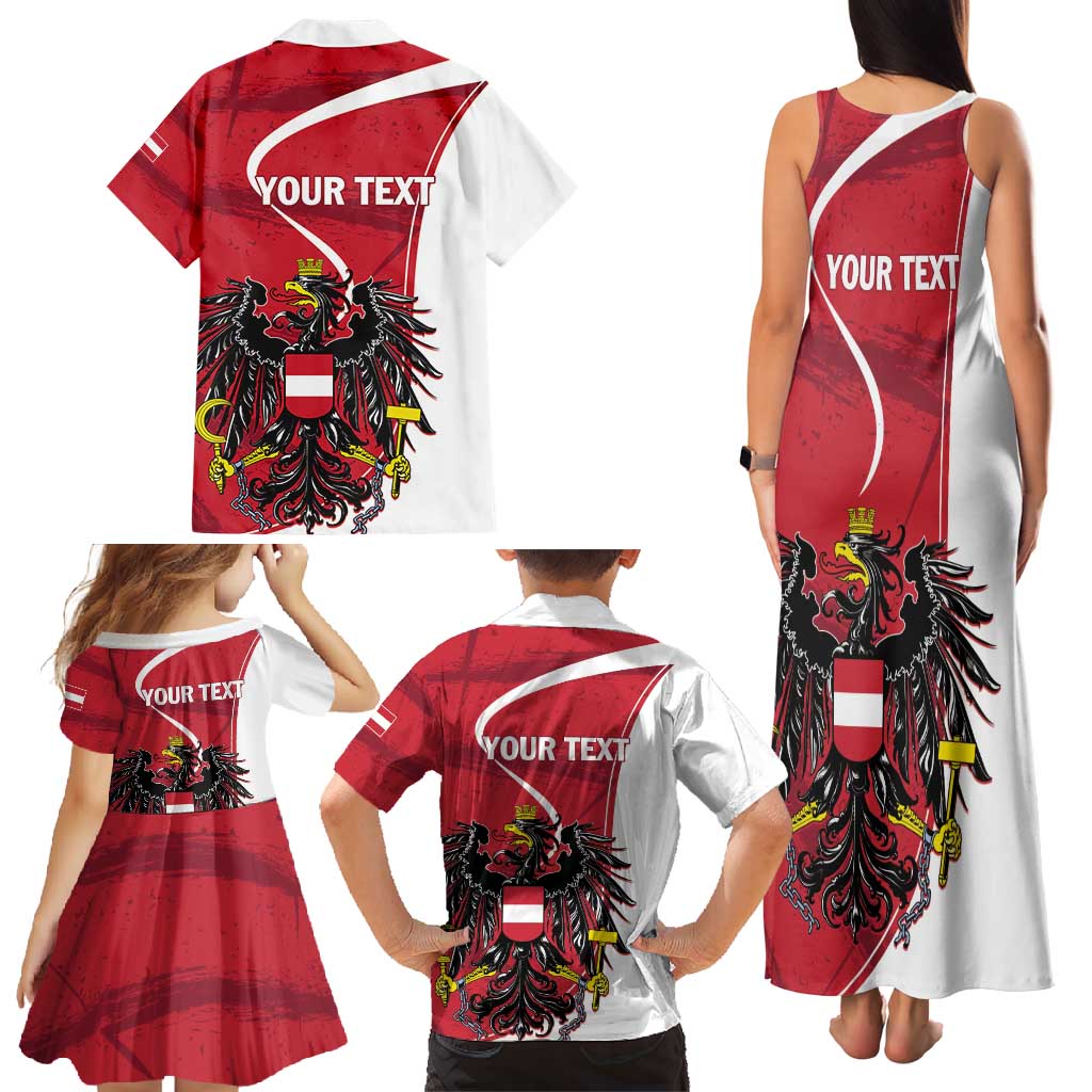 Personalized Austria National Day Family Matching Tank Maxi Dress and Hawaiian Shirt Republik Osterreich Black Eagle - Wonder Print Shop
