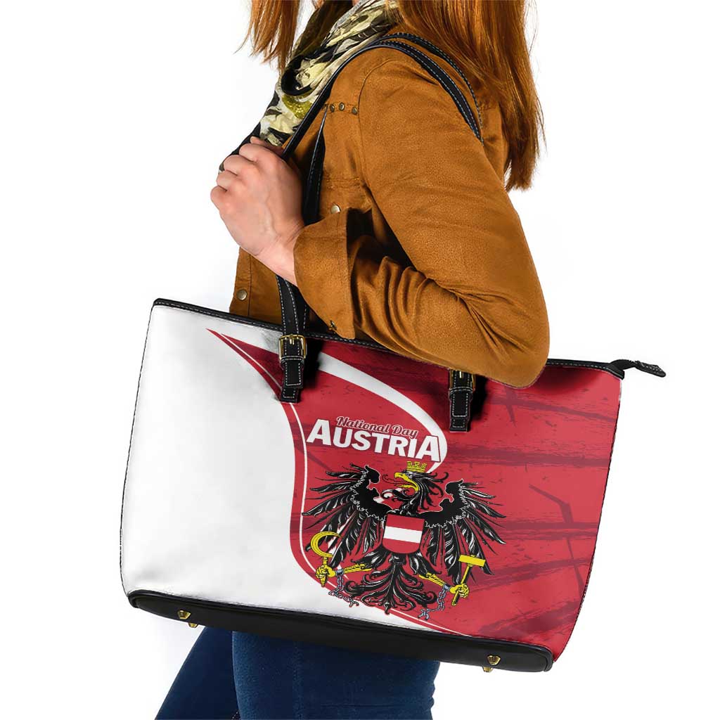 Austria National Day Leather Tote Bag Republik Osterreich Black Eagle - Wonder Print Shop
