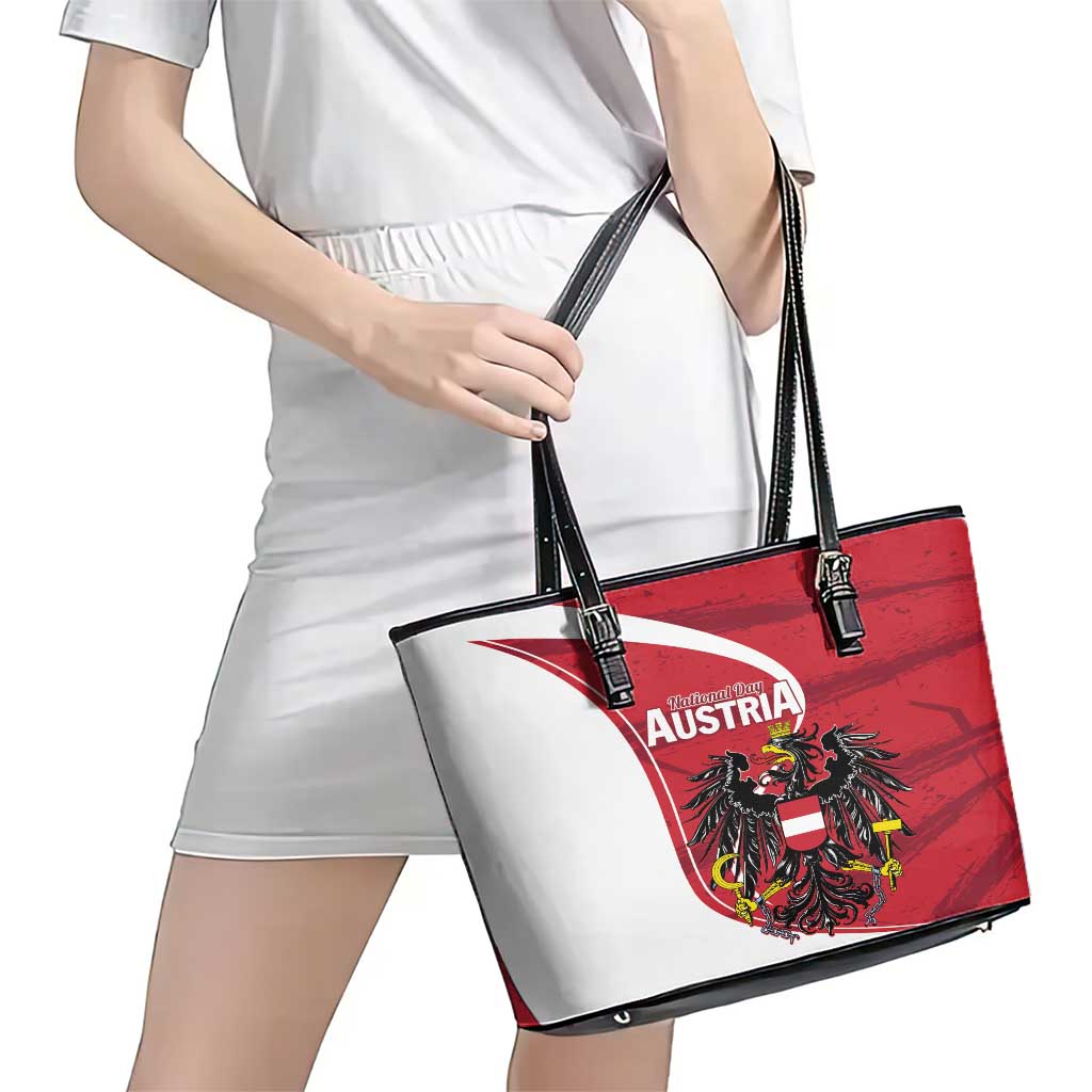 Austria National Day Leather Tote Bag Republik Osterreich Black Eagle - Wonder Print Shop