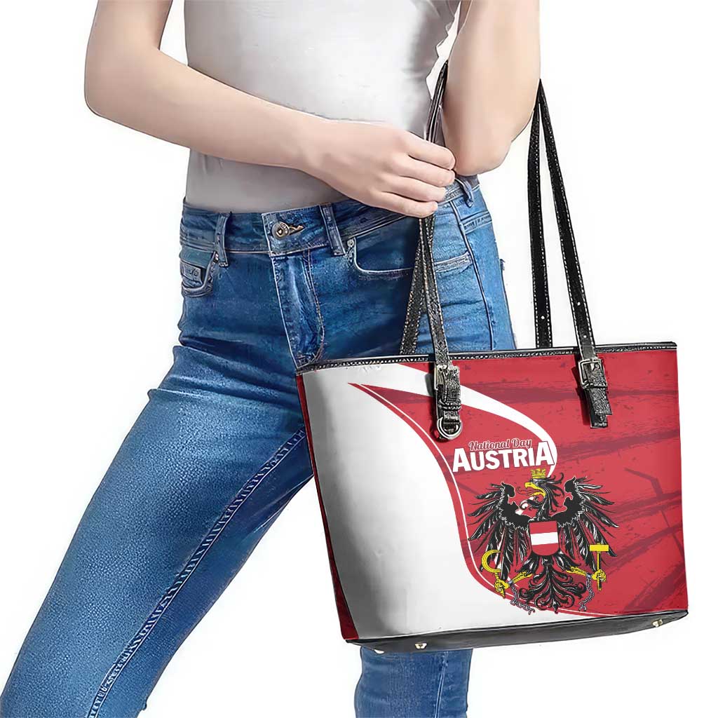 Austria National Day Leather Tote Bag Republik Osterreich Black Eagle - Wonder Print Shop