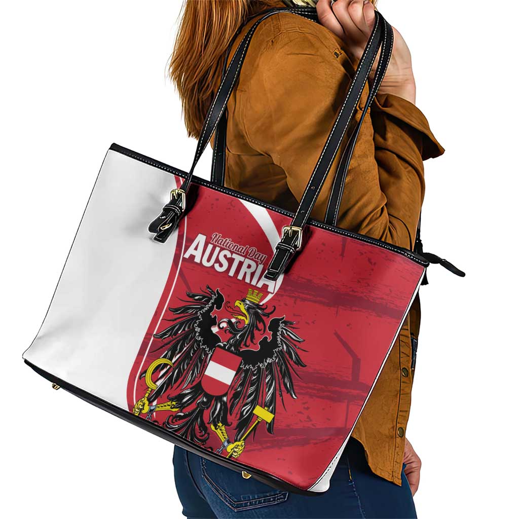 Austria National Day Leather Tote Bag Republik Osterreich Black Eagle - Wonder Print Shop