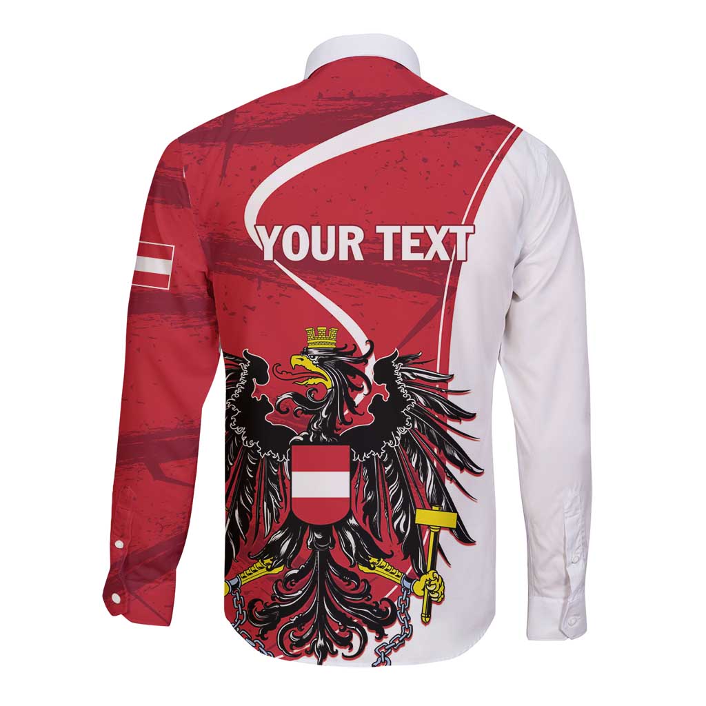 Personalized Austria National Day Long Sleeve Button Shirt Republik Osterreich Black Eagle - Wonder Print Shop