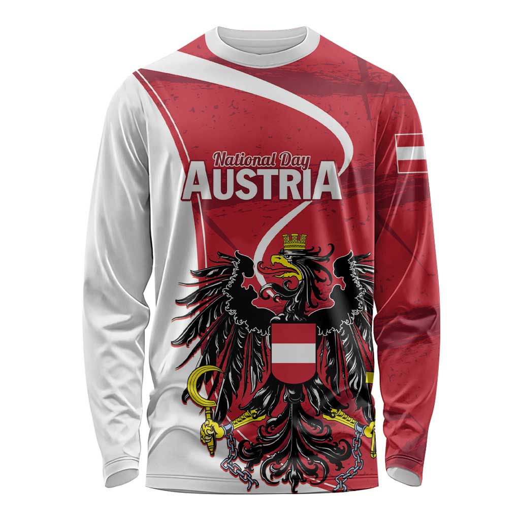 Personalized Austria National Day Long Sleeve Shirt Republik Osterreich Black Eagle - Wonder Print Shop