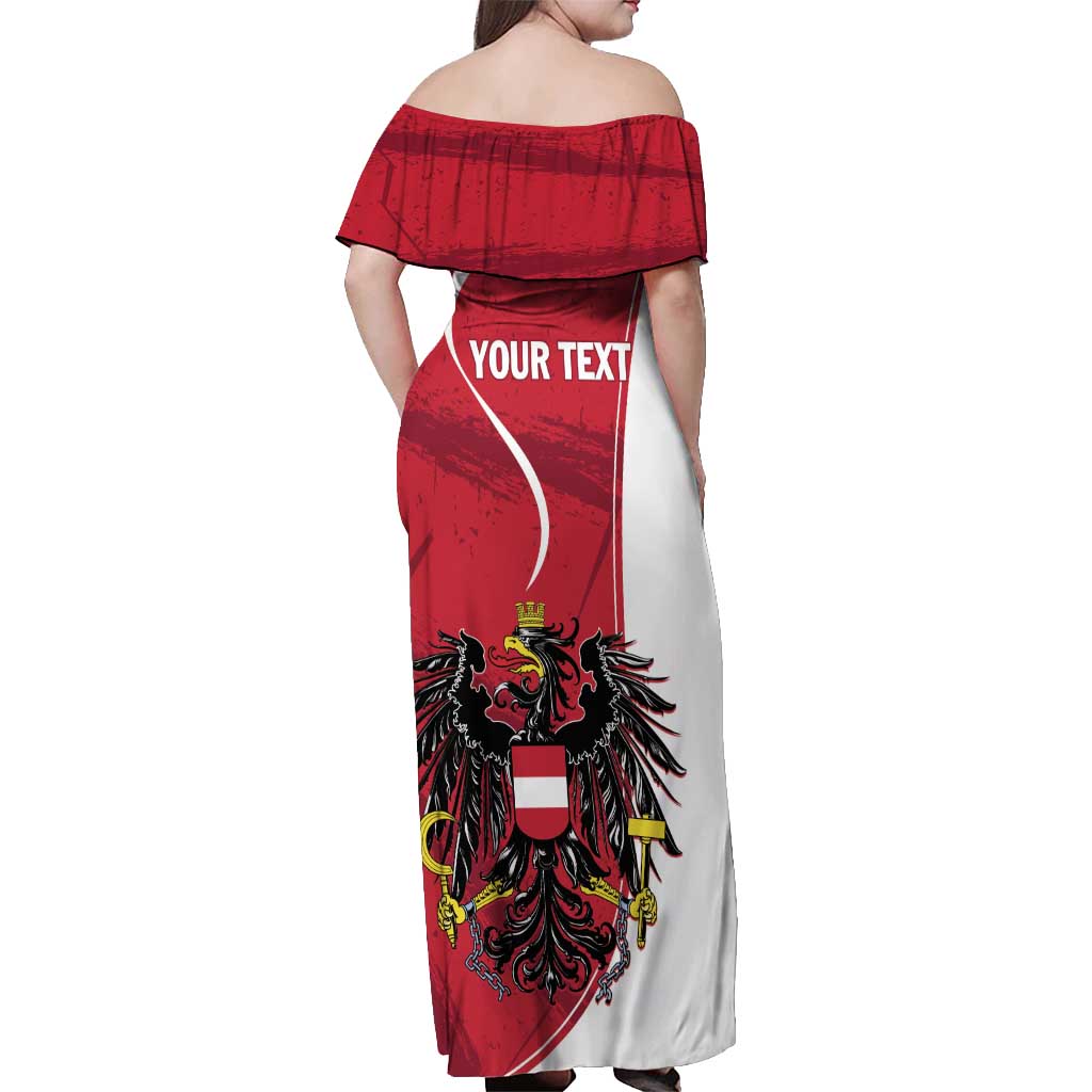 Personalized Austria National Day Off Shoulder Maxi Dress Republik Osterreich Black Eagle - Wonder Print Shop