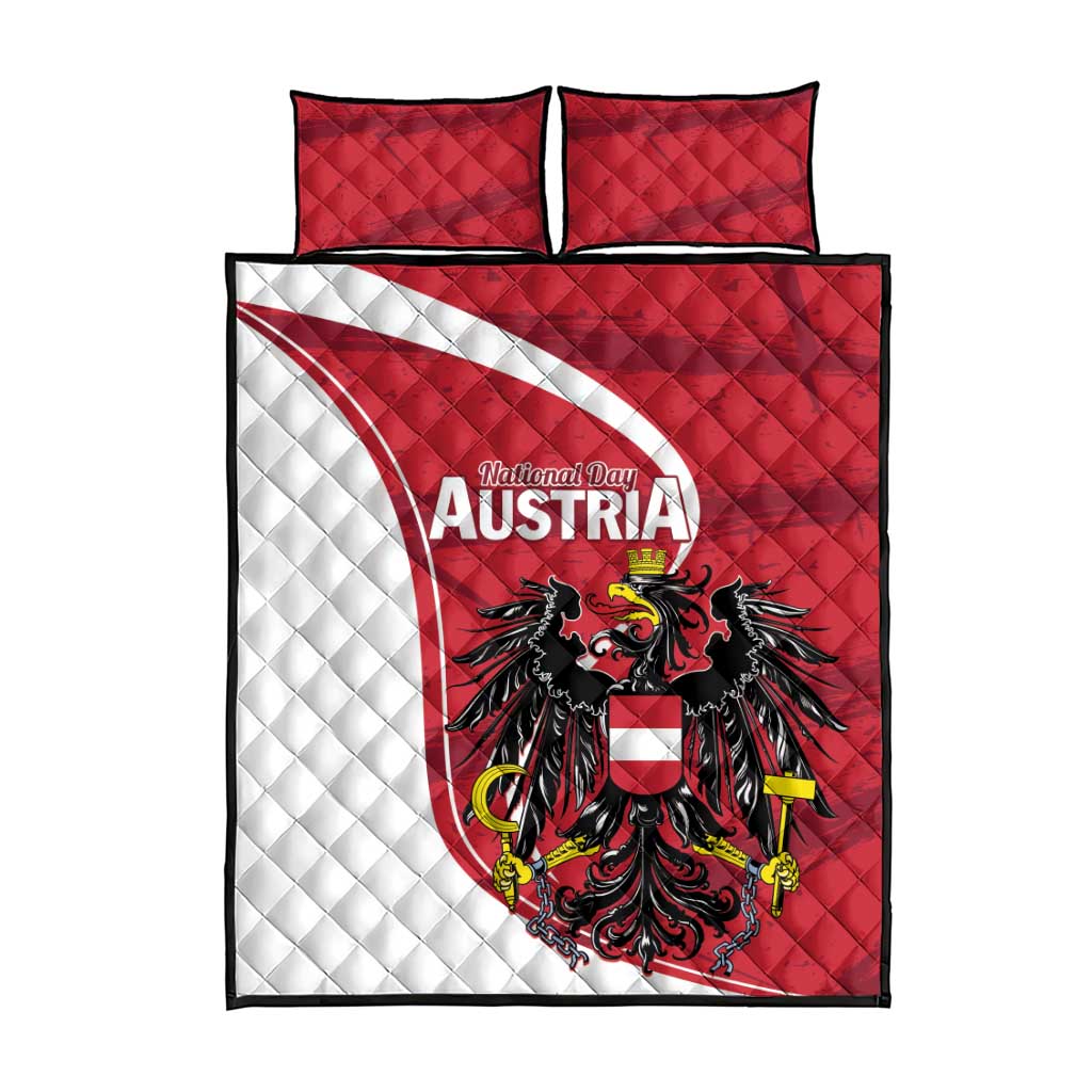 Austria National Day Quilt Bed Set Republik Osterreich Black Eagle - Wonder Print Shop
