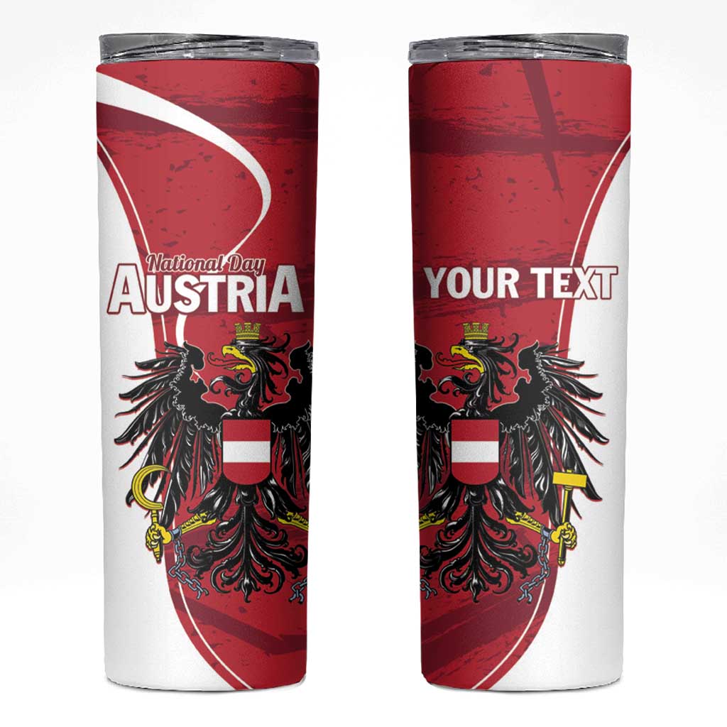 Personalized Austria National Day Skinny Tumbler Republik Osterreich Black Eagle - Wonder Print Shop